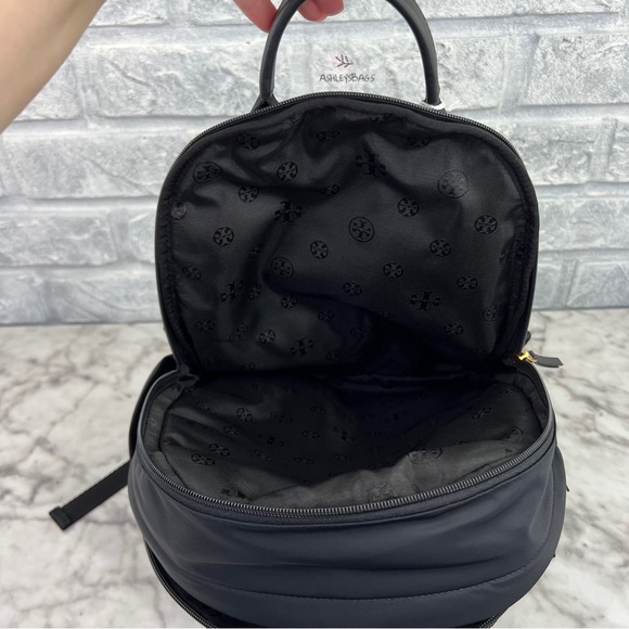 Tory Burch Ella Nylon Backpack In Black - Picture 10 of 13
